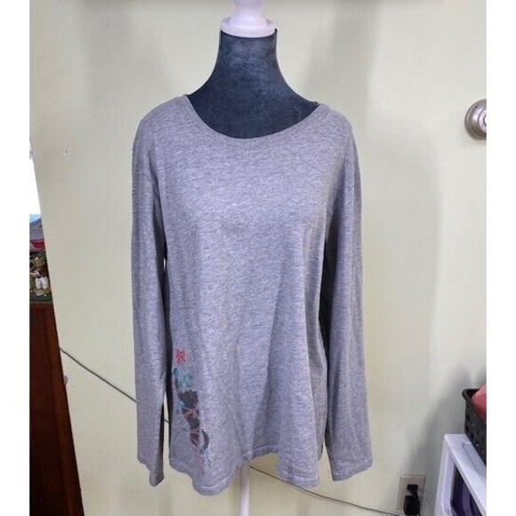 Life is Good Crusher Tee Size XL Party Time Kitty Cat Gray Long Sleeve Holidays - Picture 1 of 12